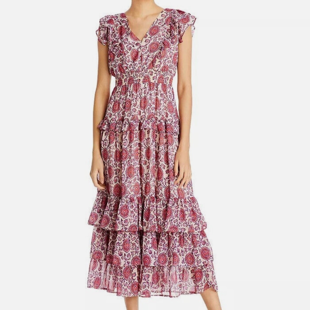 Aqua by Bloomingdales Pink and Purple Floral Maxi Dress